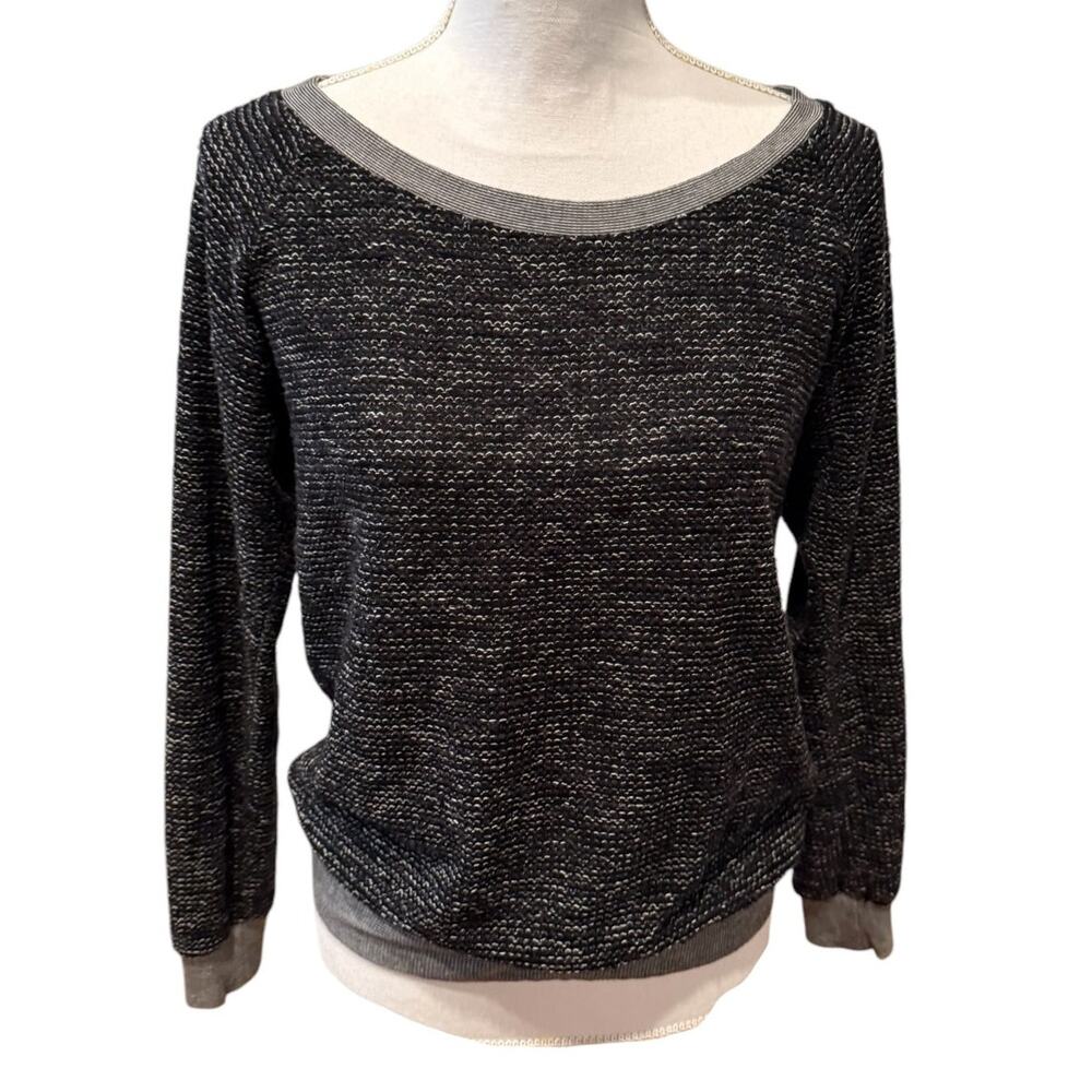 Nation LTD Textured Sweatshirt Style Top Black White M